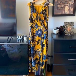 PARKER
Loreena Sleeveless Floral-print Midi Dress In Yellow